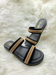Milli Collections Maroon Velvet & Rhinestone Double-Strap Slides - Article 44
