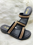 Milli Collections Maroon Velvet & Rhinestone Double-Strap Slides - Article 44
